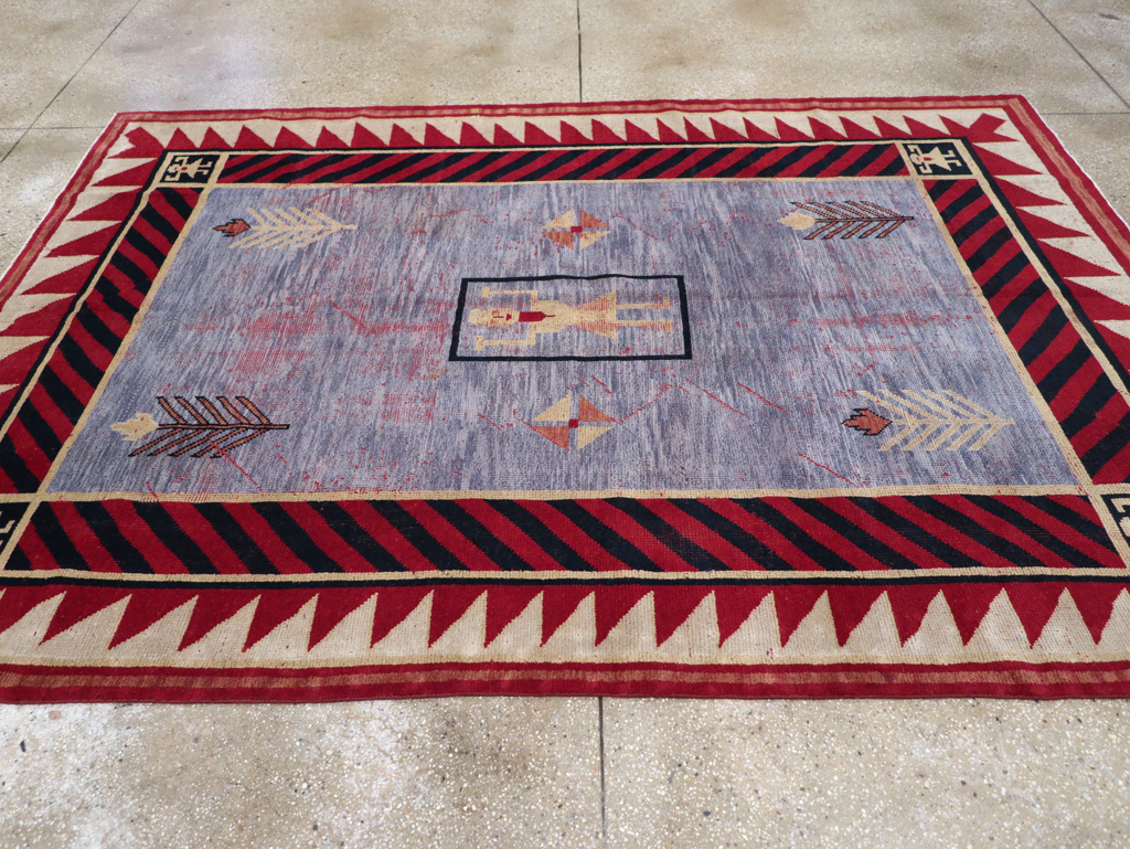 Vintage Indian Pictorial Carpet, No.24158 - Staging