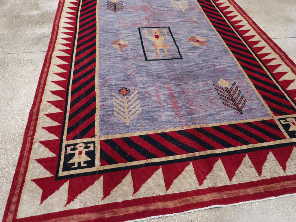 Vintage Indian Pictorial Carpet, No.24158 - Staging