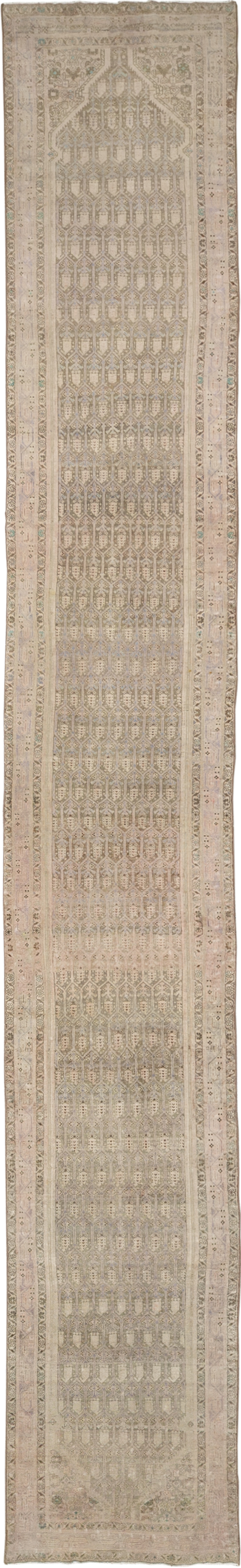 Vintage Persian Tabriz Long Runner, No.24187 - Staging