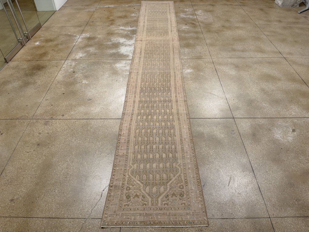 Vintage Persian Tabriz Long Runner, No.24187 - Staging