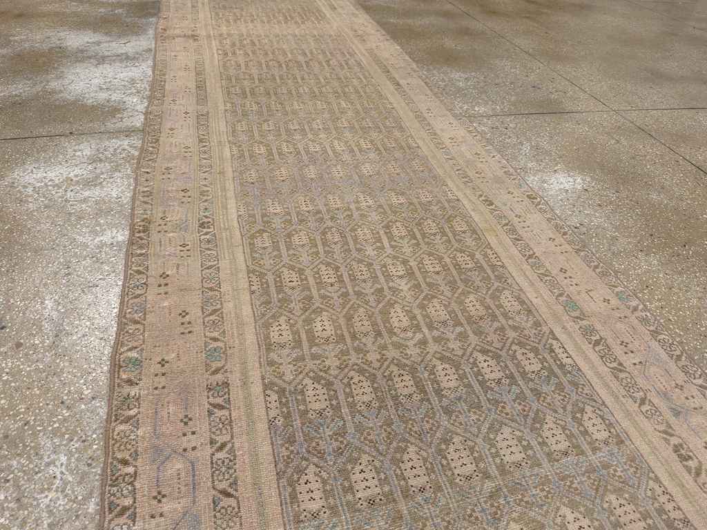 Vintage Persian Tabriz Long Runner, No.24187 - Staging