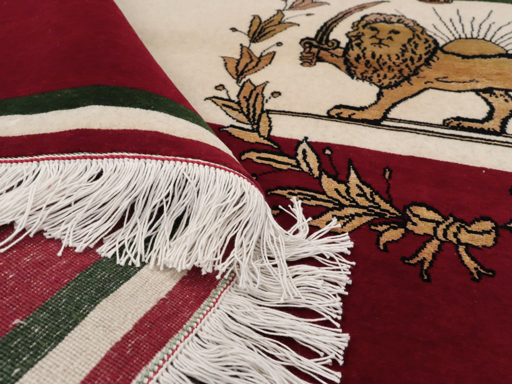 Vintage Persian Tabriz Flag Pictorial Rug, No.24189 - Staging