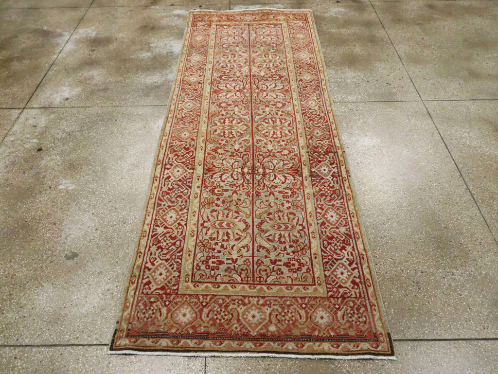 Antique Persian Mahal Wide Gallery Runner, No.24193 - Staging