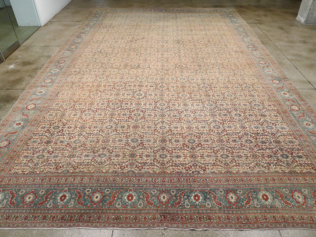 Antique Persian Senneh Tabriz Oversize Carpet, No.24205 - Staging