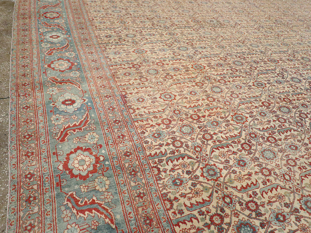 Antique Persian Senneh Tabriz Oversize Carpet, No.24205 - Staging