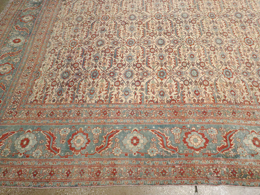 Antique Persian Senneh Tabriz Oversize Carpet, No.24205 - Staging