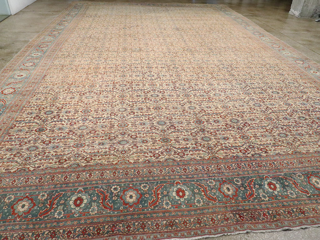 Antique Persian Senneh Tabriz Oversize Carpet, No.24205 - Staging