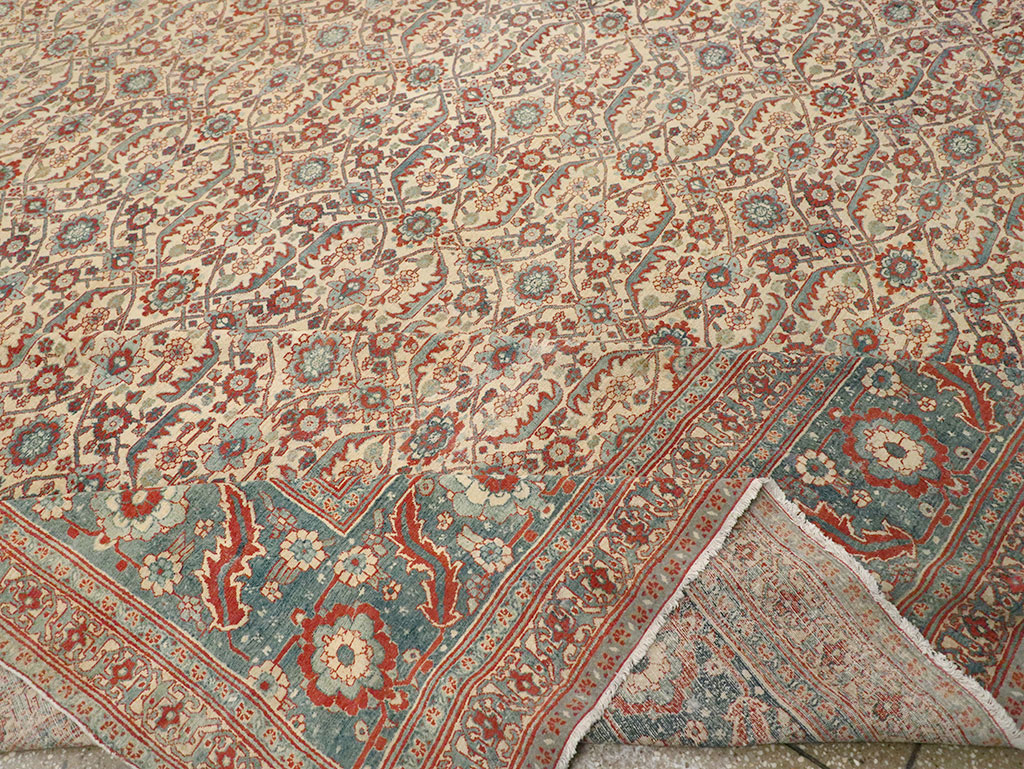 Antique Persian Senneh Tabriz Oversize Carpet, No.24205 - Staging