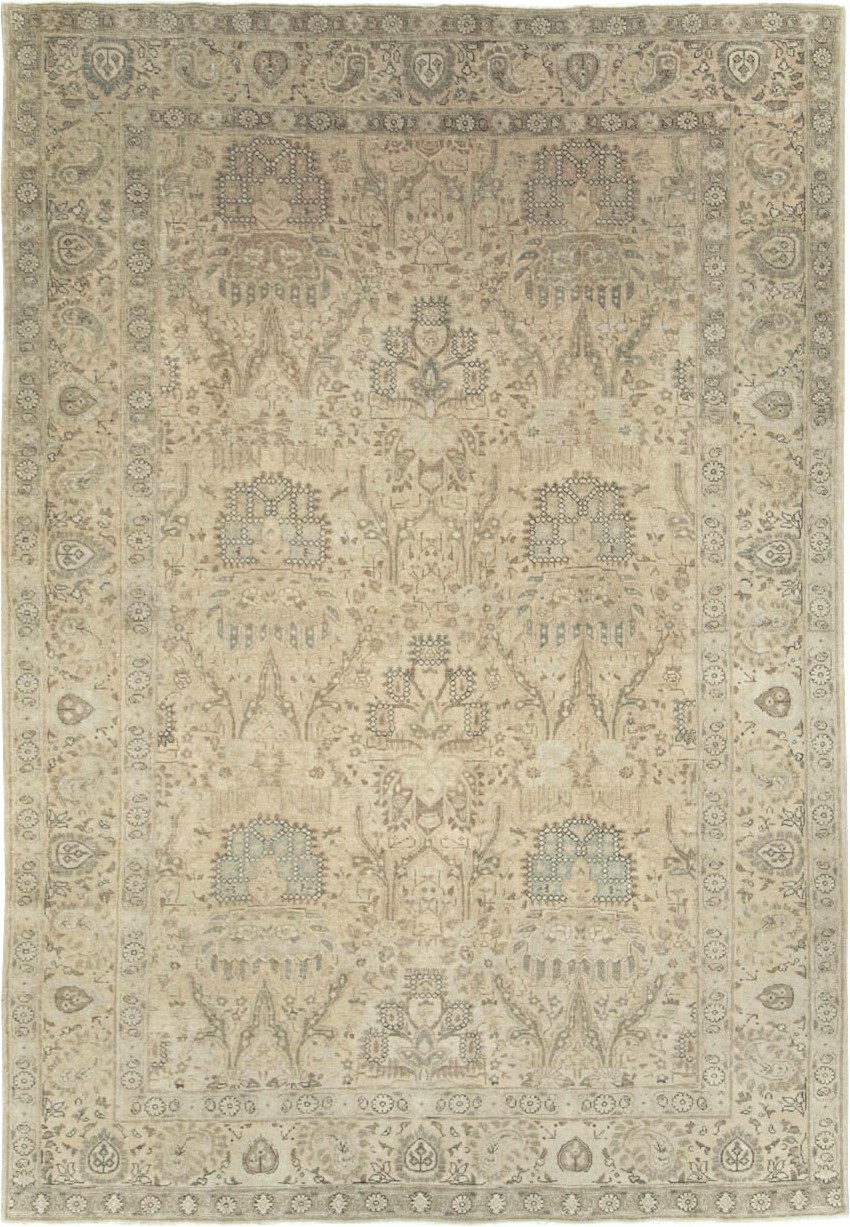Vintage Persian Tabriz Accent Carpet, No.24210 - Staging