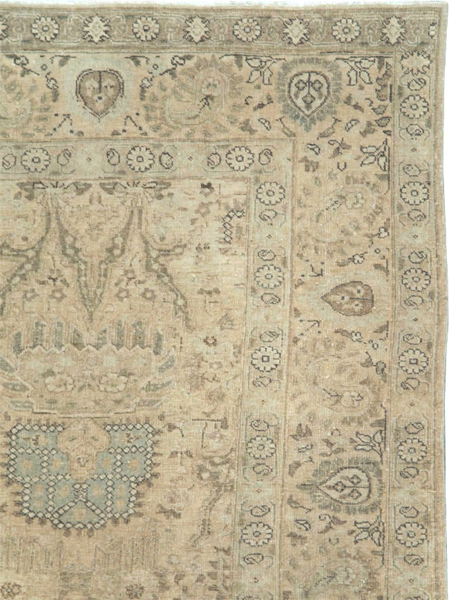 Vintage Persian Tabriz Accent Carpet, No.24210 - Staging
