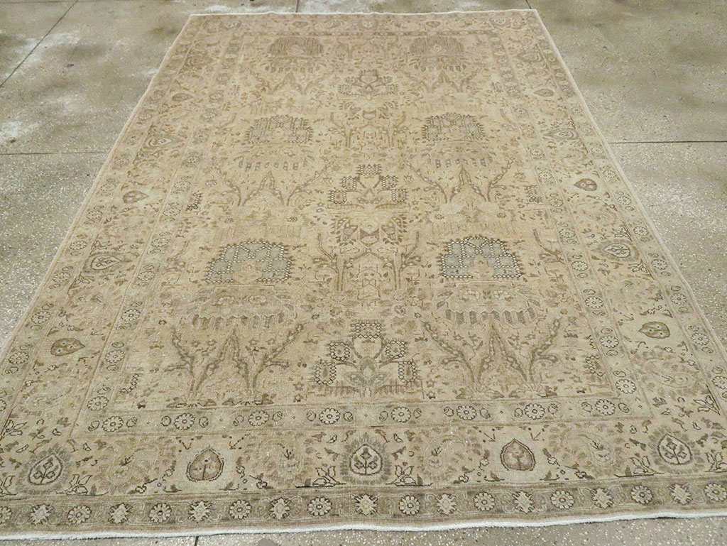 Vintage Persian Tabriz Accent Carpet, No.24210 - Staging