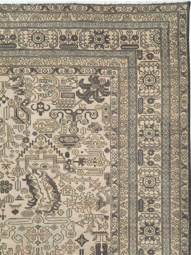 Vintage Persian Tabriz Accent Carpet, No.24219 - Staging