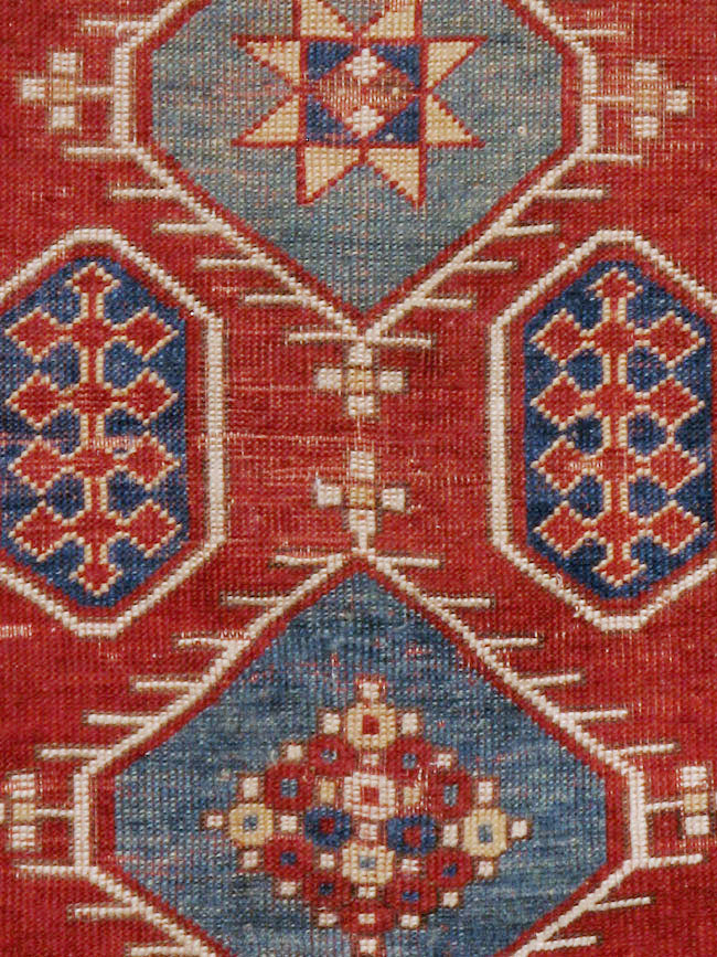 Antique Caucasian Kazak Rug, No.24221 - Staging