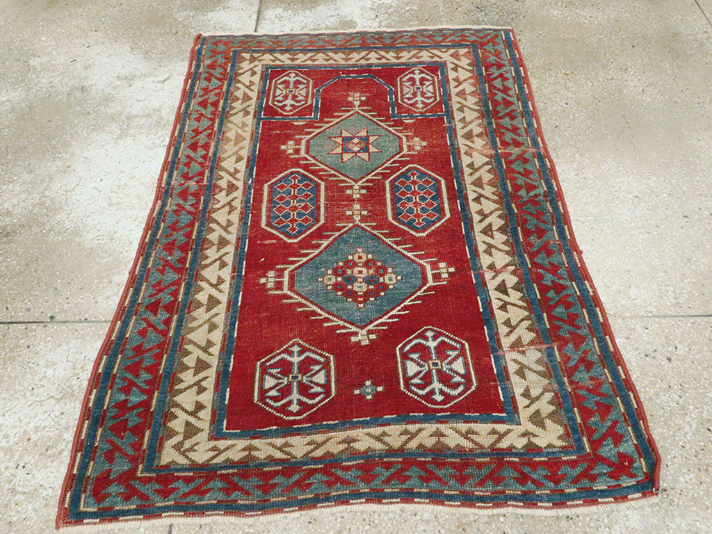 Antique Caucasian Kazak Rug, No.24221 - Staging