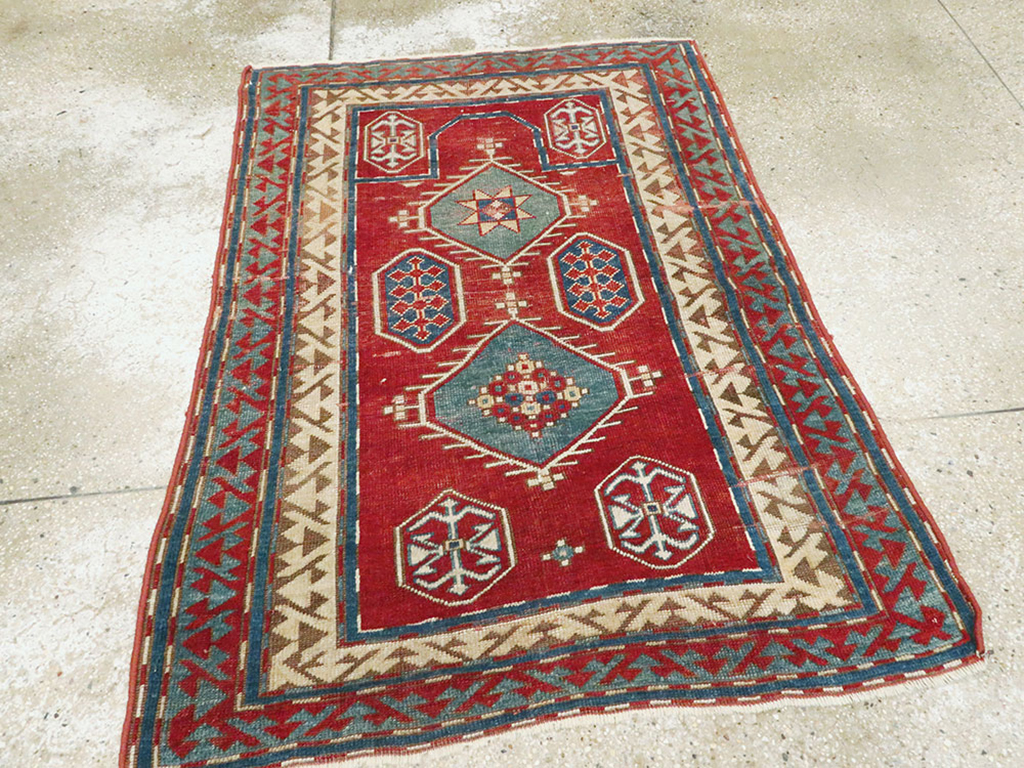 Antique Caucasian Kazak Rug, No.24221 - Staging