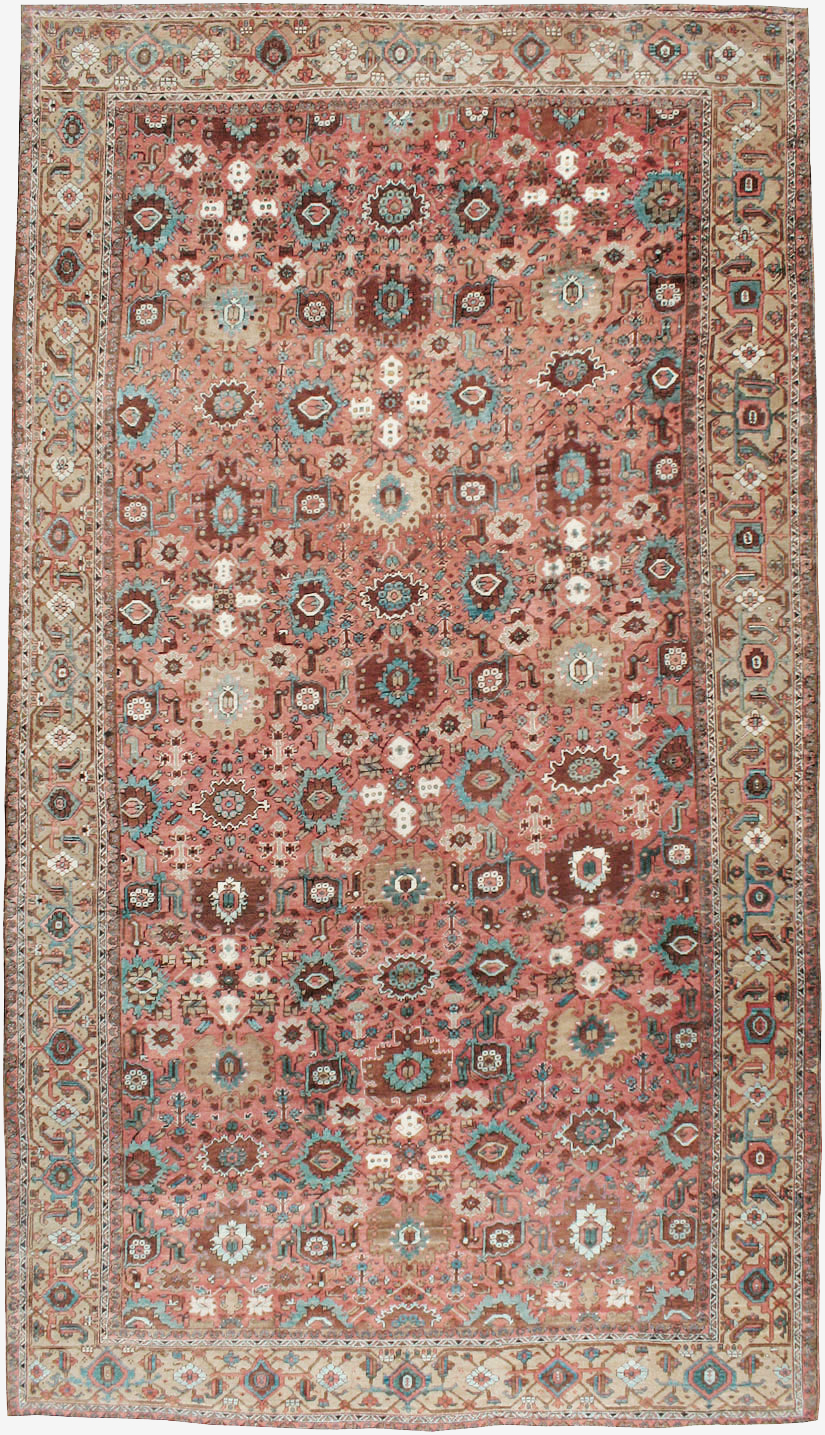 Antique Persian Heriz Carpet, No.24229 - Staging