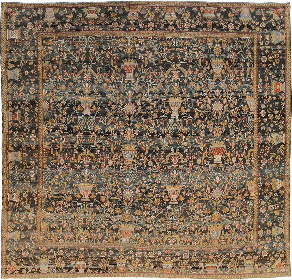 Antique Persian Bakhtiari Large Square Room Size Carpet, No.24232 - Staging