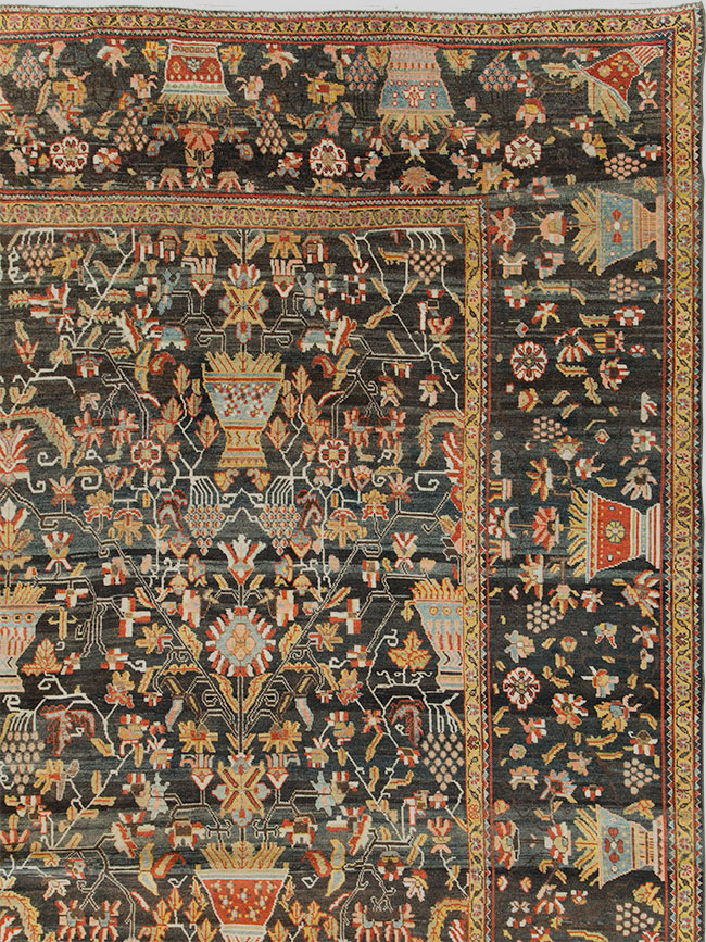 Antique Persian Bakhtiari Large Square Room Size Carpet, No.24232 - Staging