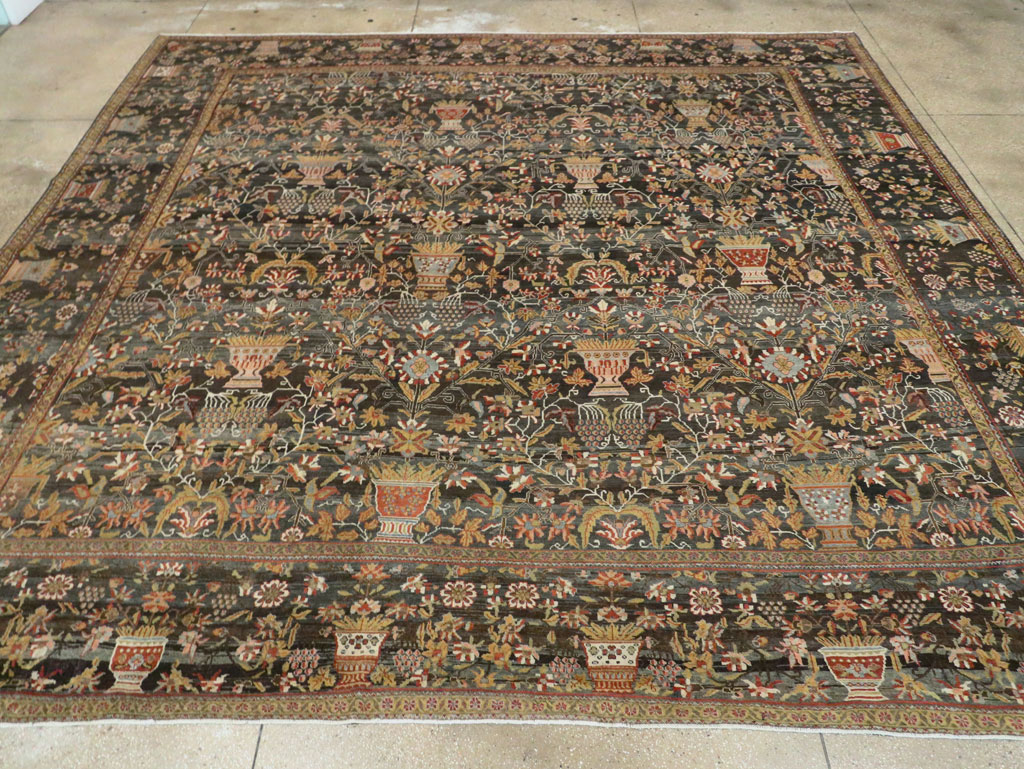 Antique Persian Bakhtiari Large Square Room Size Carpet, No.24232 - Staging
