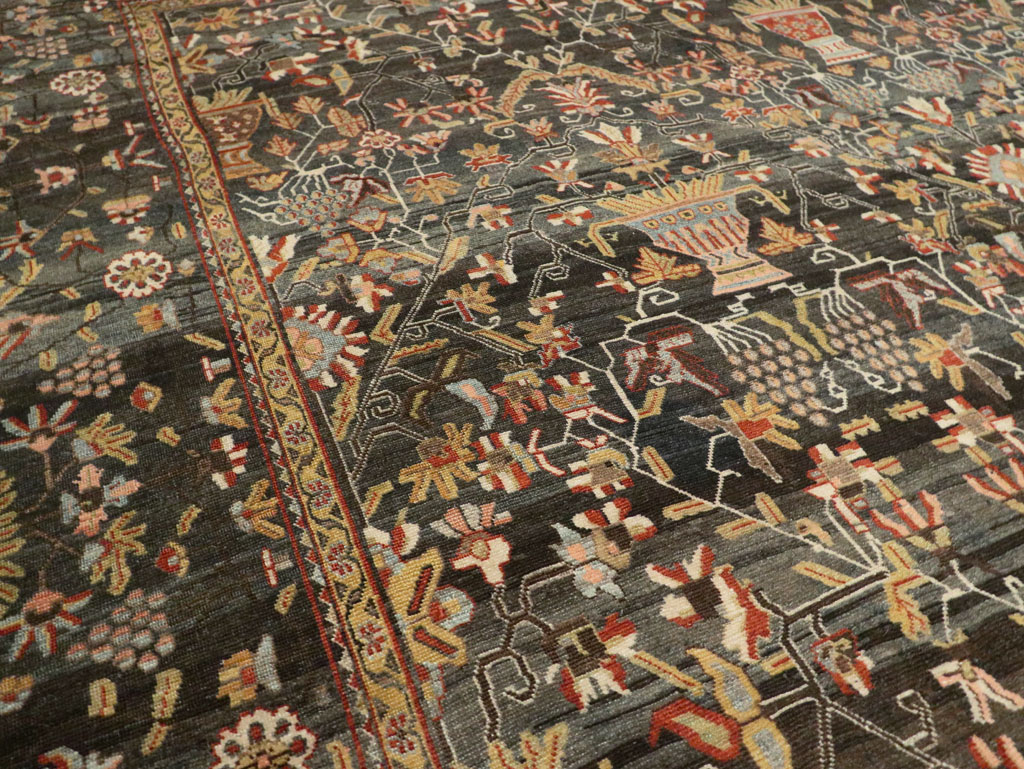 Antique Persian Bakhtiari Large Square Room Size Carpet, No.24232 - Staging