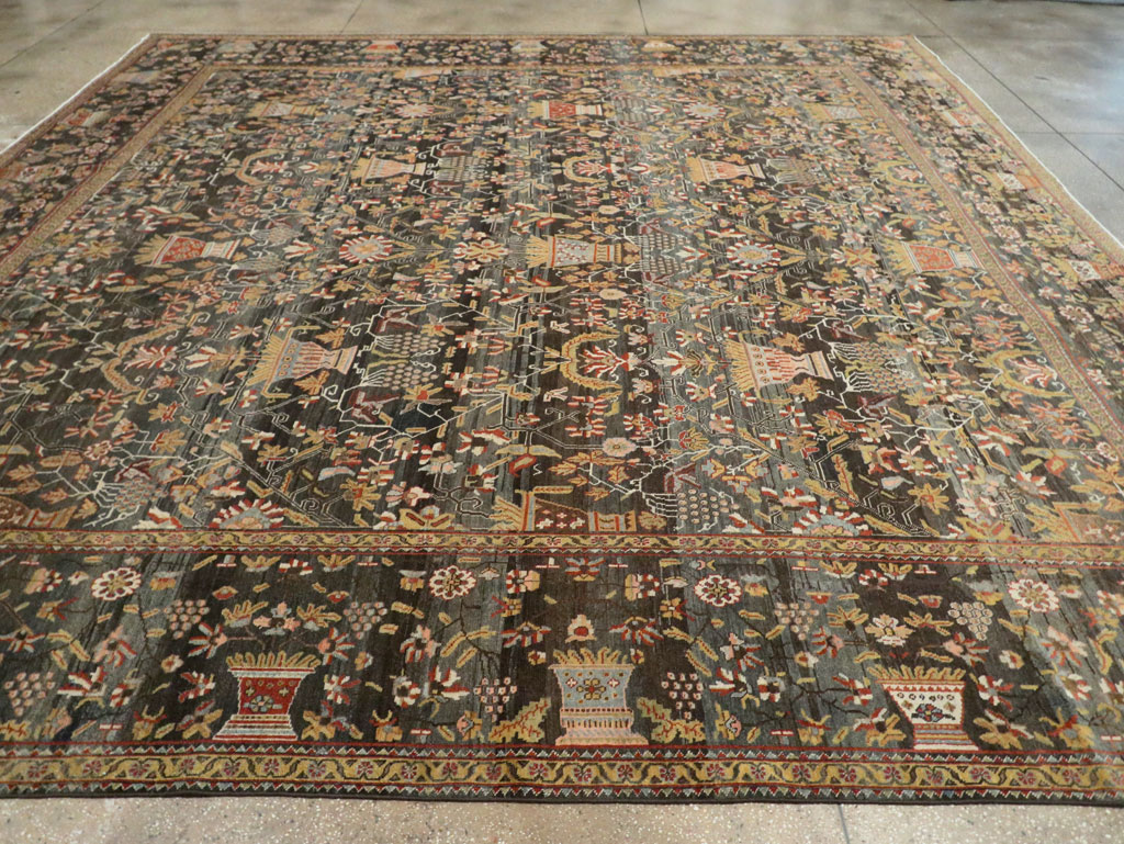 Antique Persian Bakhtiari Large Square Room Size Carpet, No.24232 - Staging