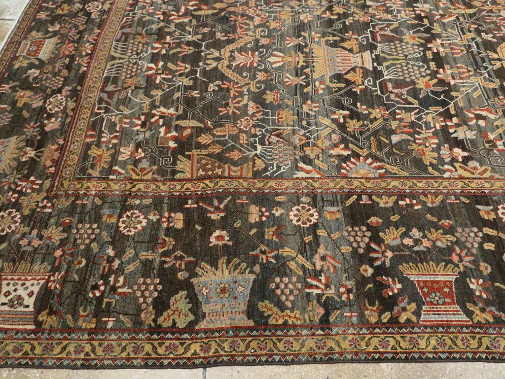 Antique Persian Bakhtiari Large Square Room Size Carpet, No.24232 - Staging