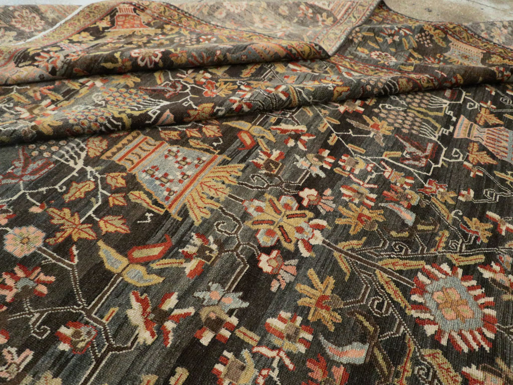 Antique Persian Bakhtiari Large Square Room Size Carpet, No.24232 - Staging