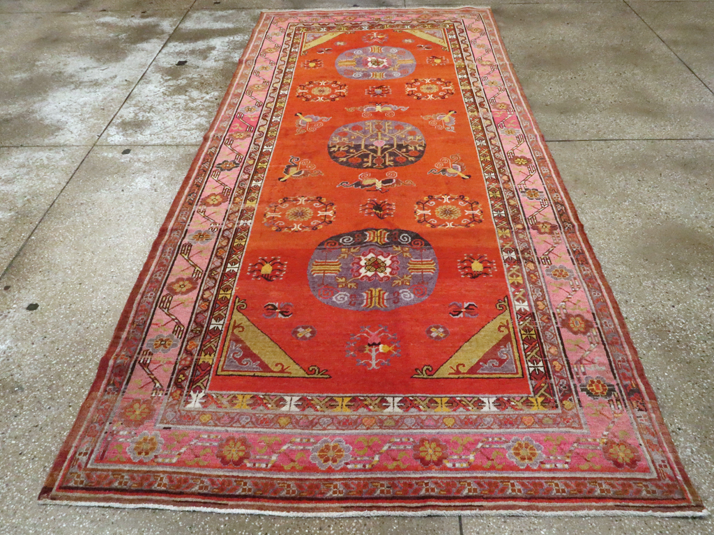 Antique East Turkestan Khotan Gallery Carpet, No.24237 - Staging