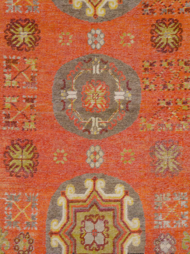 Vintage East Turkestan Khotan Carpet, No.24238 - Staging