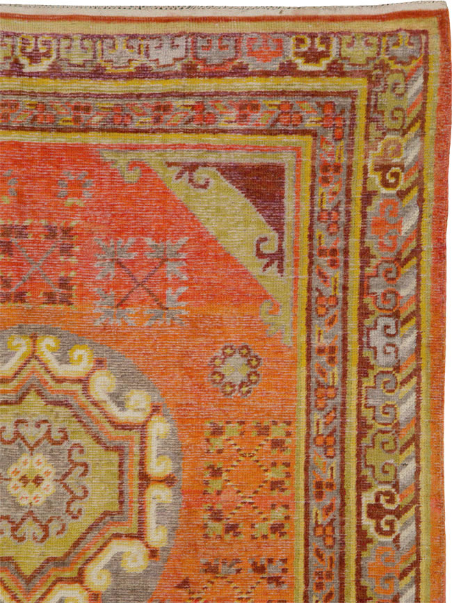Vintage East Turkestan Khotan Carpet, No.24238 - Staging