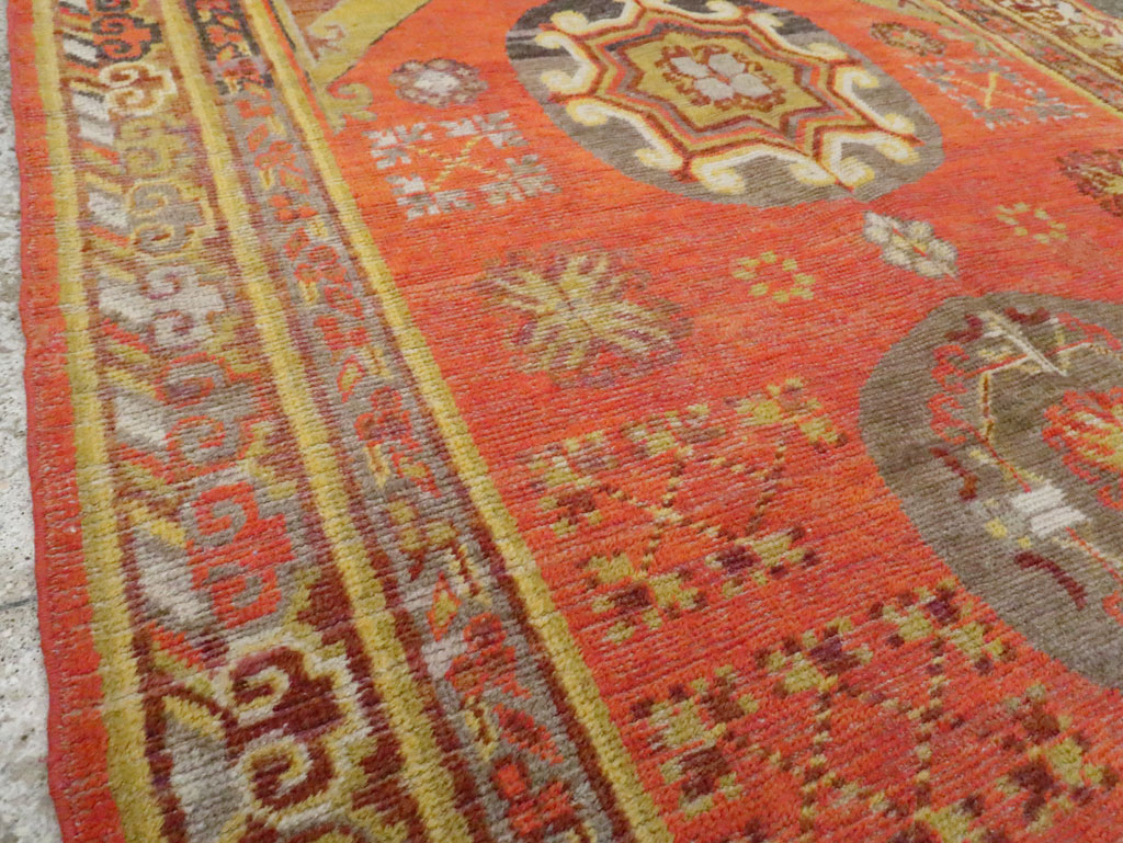 Vintage East Turkestan Khotan Carpet, No.24238 - Staging