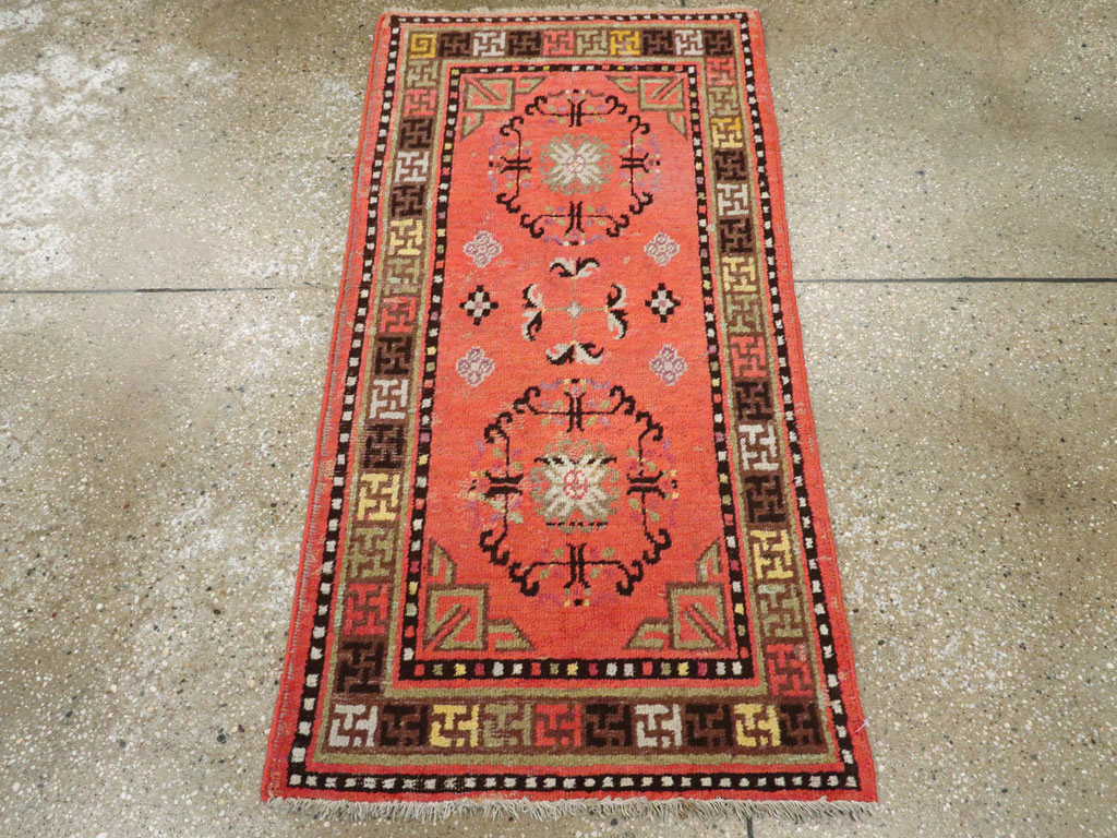 Antique East Turkestan Khotan Rug, No.24239 - Staging