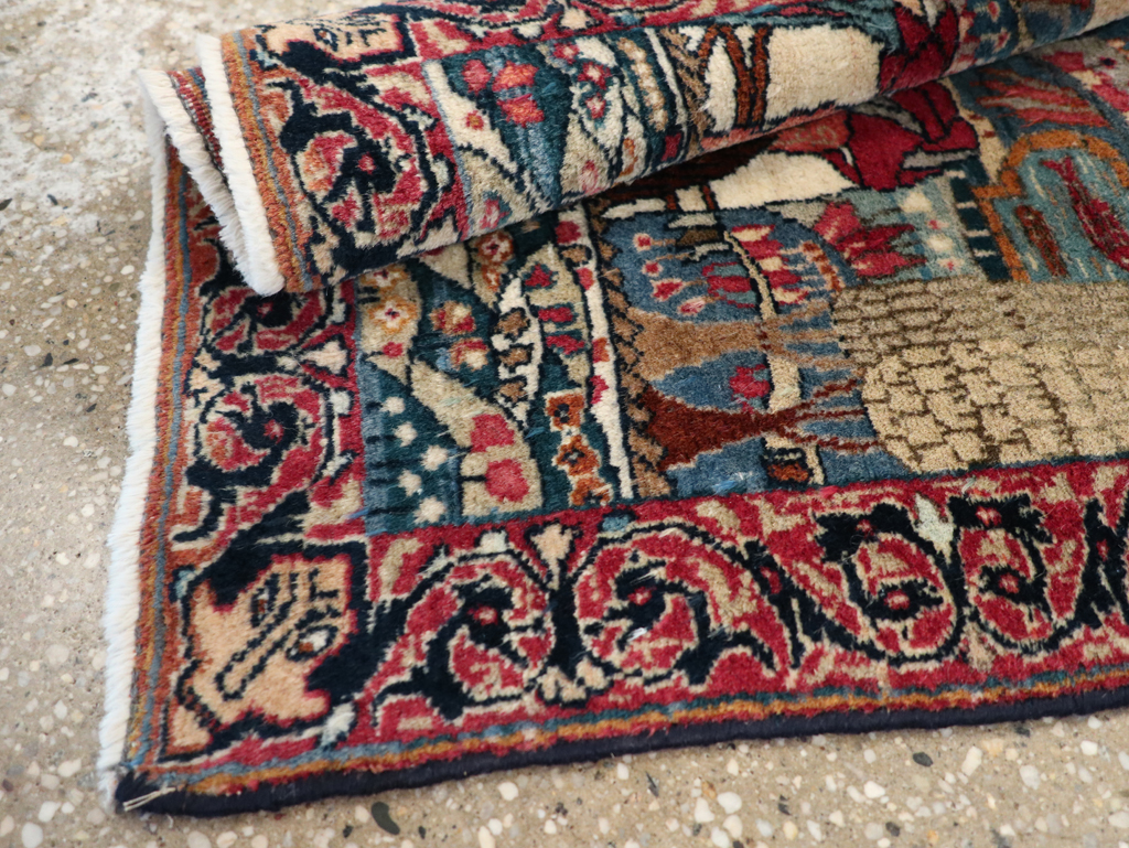 Antique Persian Lavar Kerman Pictorial Rug, No.24245 - Staging