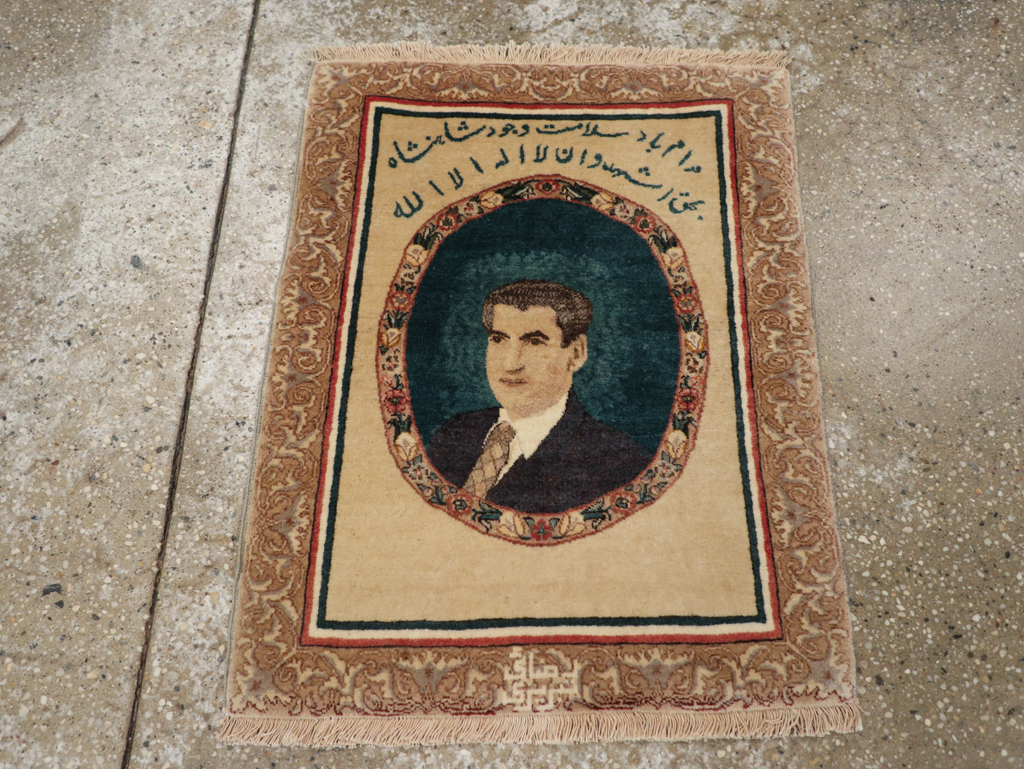 Vintage Persian Tabriz Pictorial Rug, No.24246 - Staging