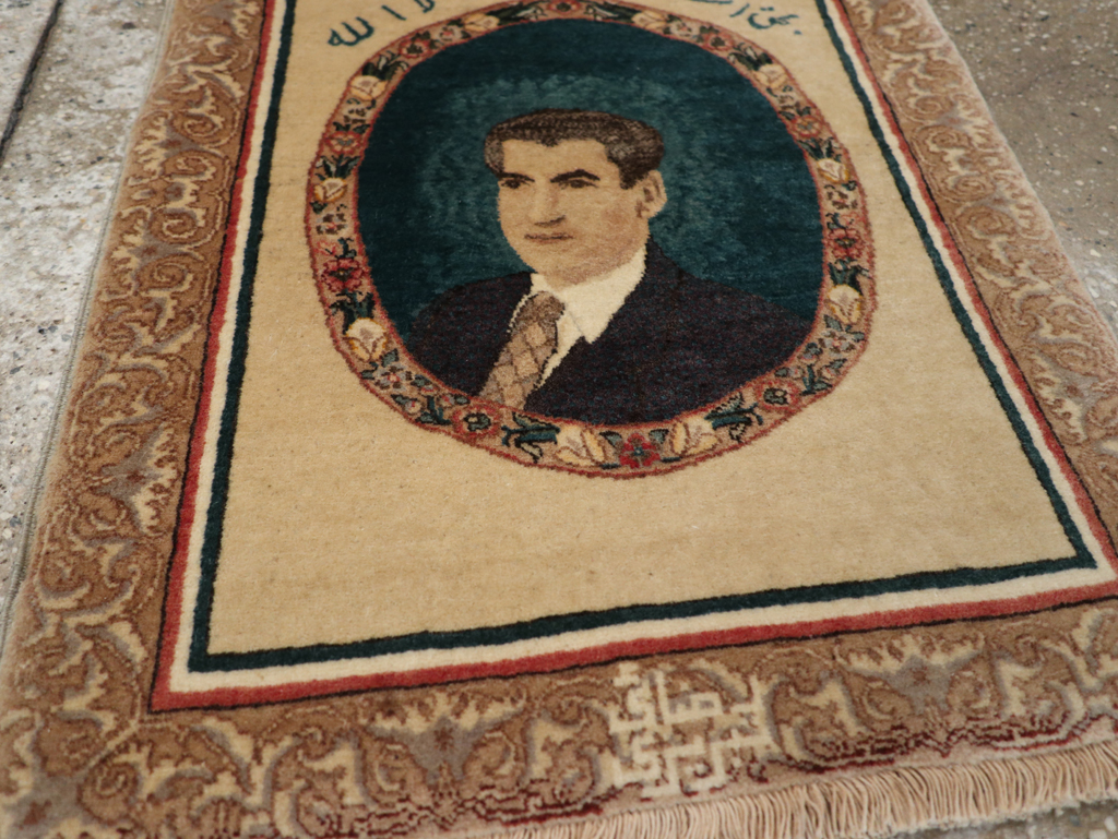 Vintage Persian Tabriz Pictorial Rug, No.24246 - Staging