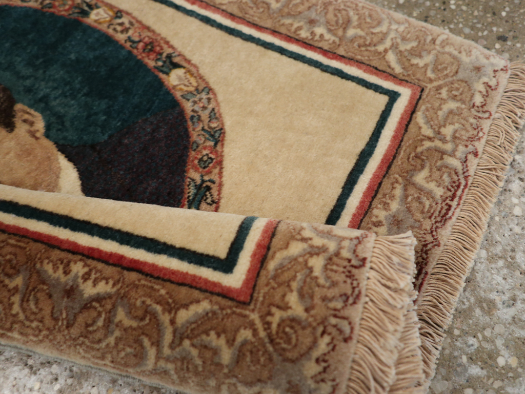 Vintage Persian Tabriz Pictorial Rug, No.24246 - Staging