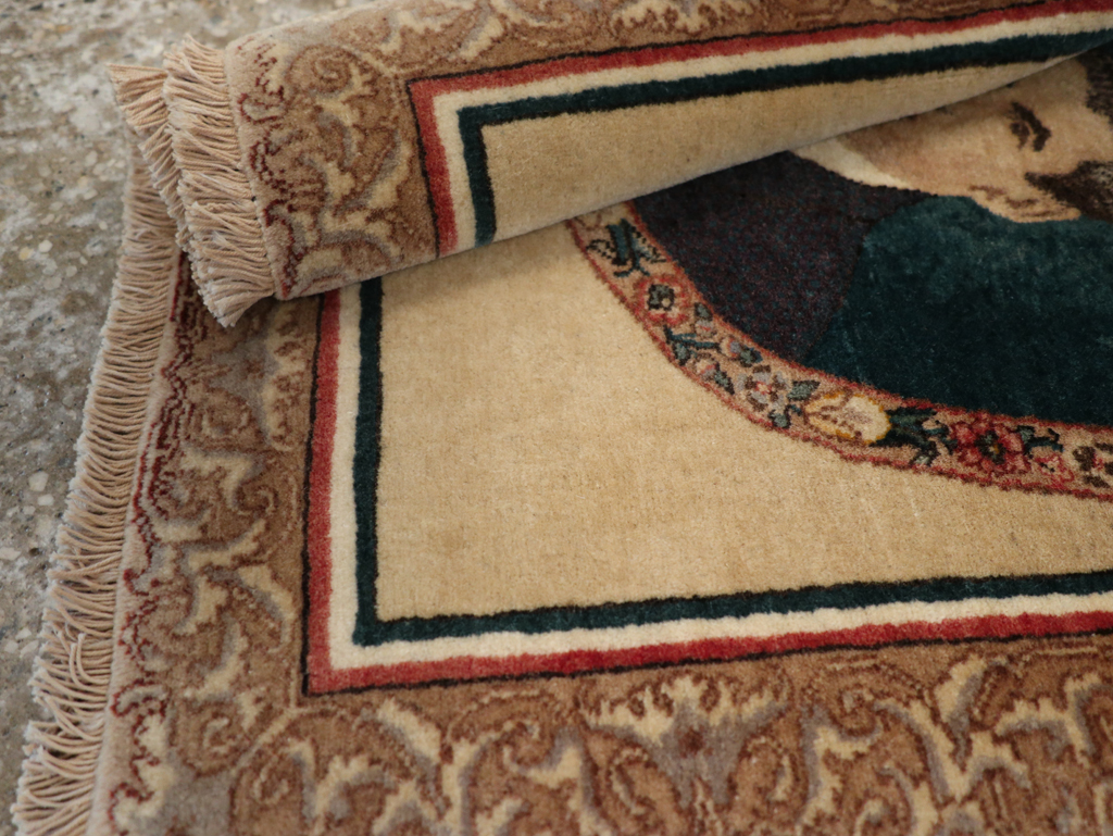 Vintage Persian Tabriz Pictorial Rug, No.24246 - Staging