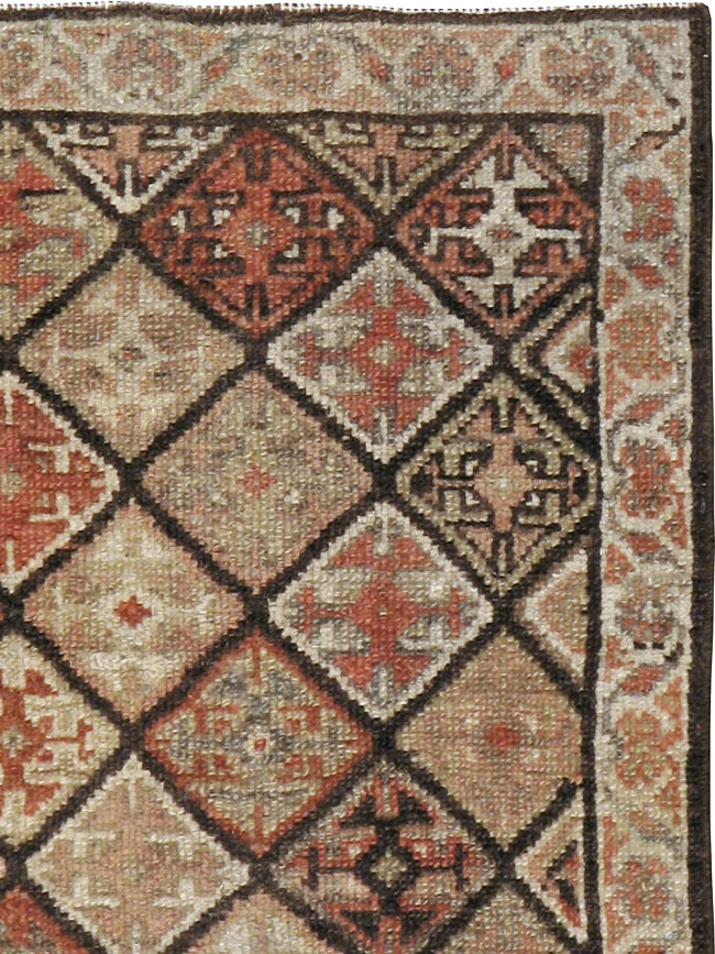 Antique Persian Kurdish Square Rug (Pair: 2 of 2), No.24249 - Staging