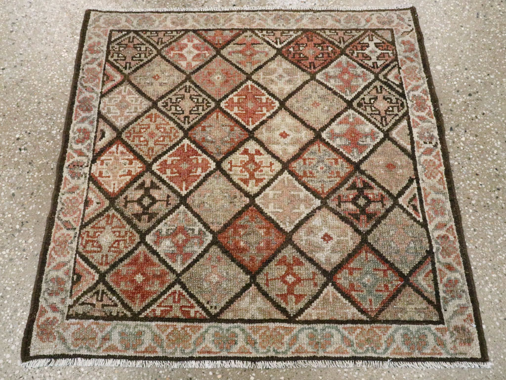 Antique Persian Kurdish Square Rug (Pair: 2 of 2), No.24249 - Staging