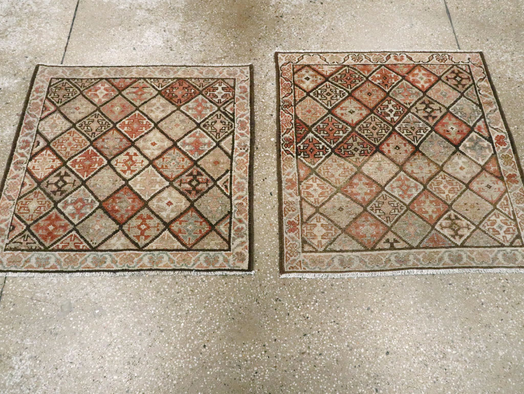 Antique Persian Kurdish Square Rug (Pair: 2 of 2), No.24249 - Staging