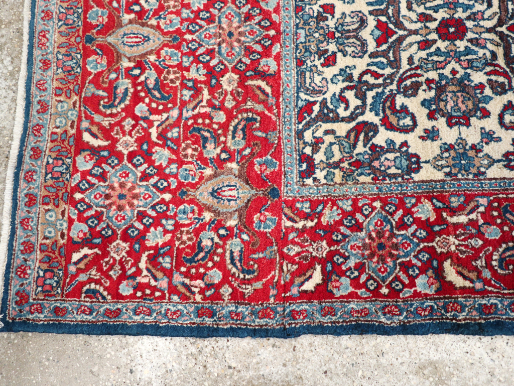 Vintage Persian Isfahan Rug, No.24252 - Staging