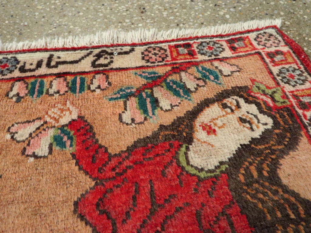 Vintage Persian Tabriz Pictorial Rug, No.24268 - Staging