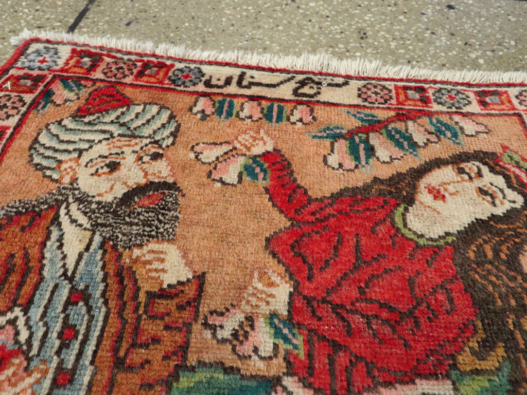 Vintage Persian Tabriz Pictorial Rug, No.24268 - Staging