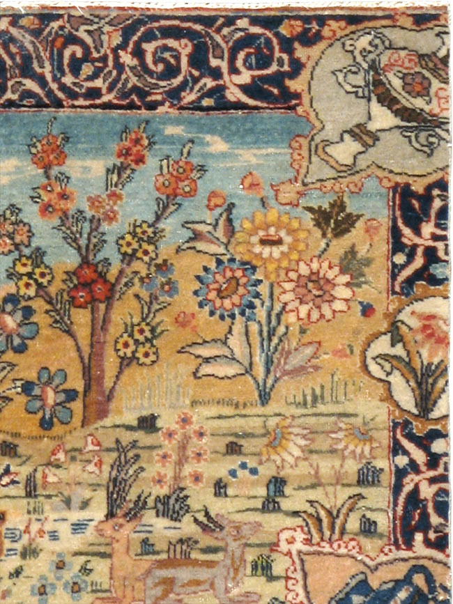 Vintage Persian Tabriz Pictorial Rug, No.24269 - Staging