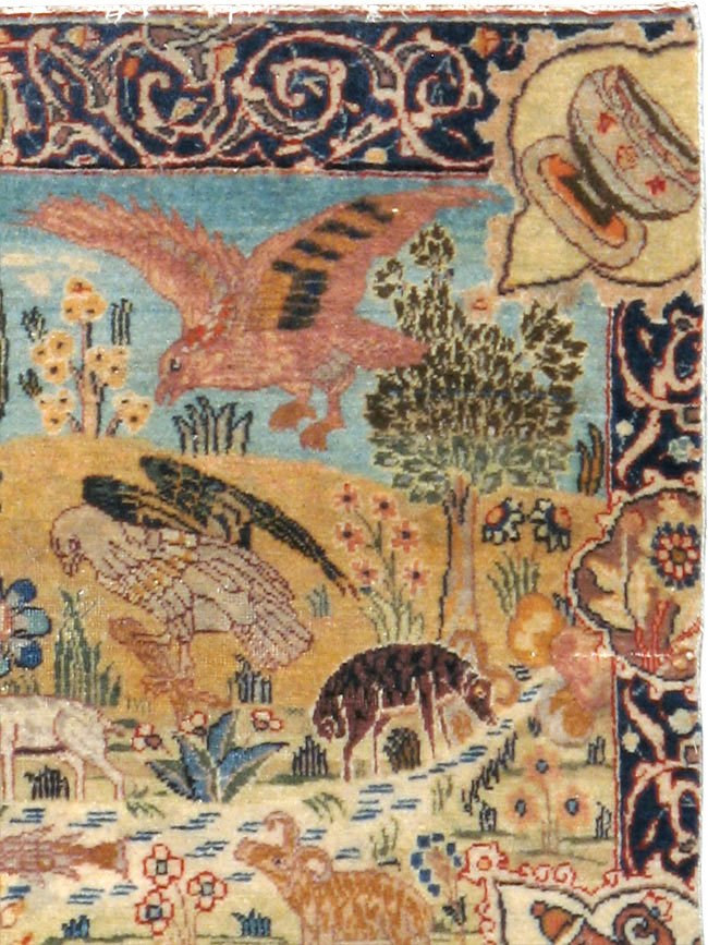 Vintage Persian Tabriz Pictorial Rug, No.24269 - Staging