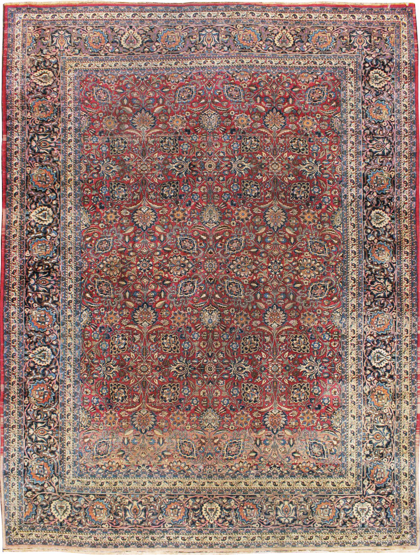 Vintage Persian Mashad Carpet, No.24277 - Staging
