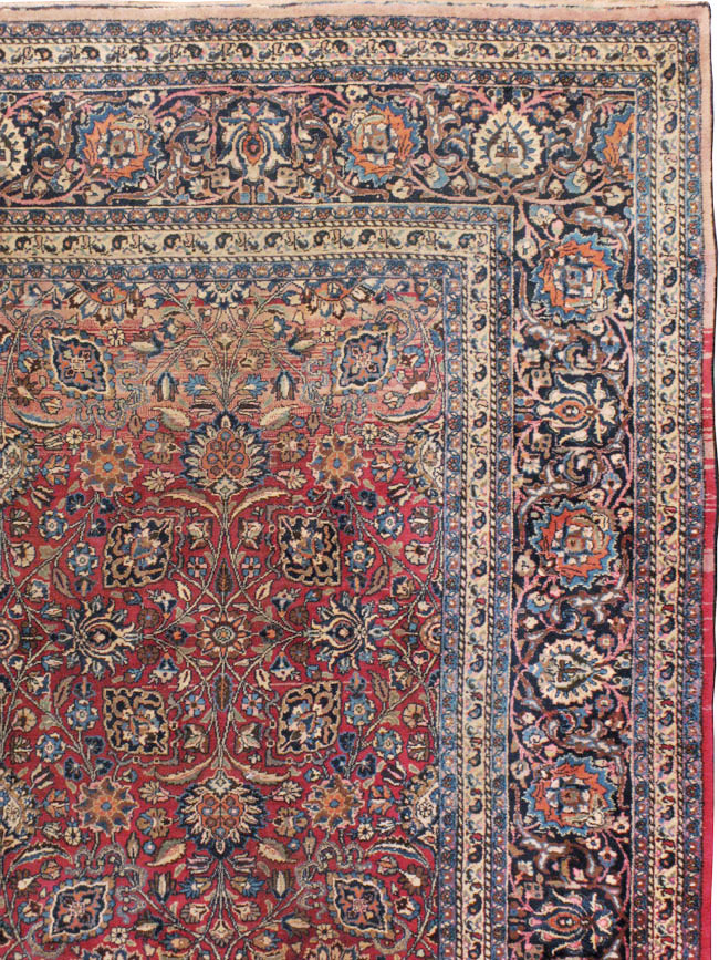 Vintage Persian Mashad Carpet, No.24277 - Staging