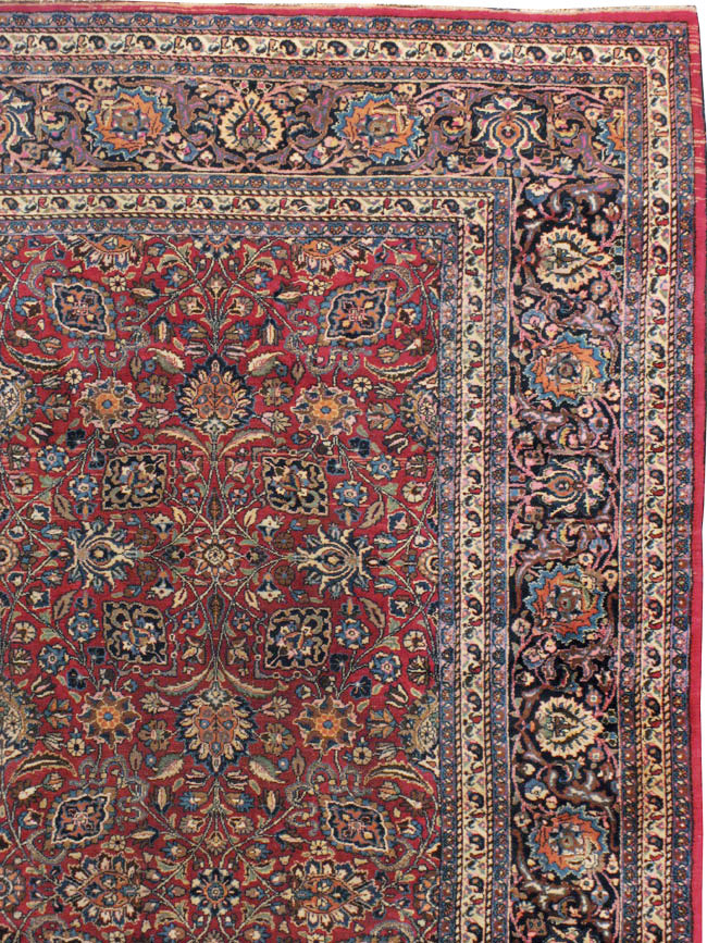 Vintage Persian Mashad Carpet, No.24277 - Staging