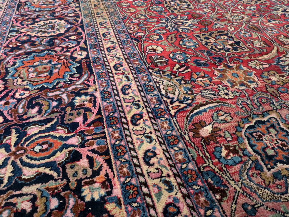 Vintage Persian Mashad Carpet, No.24277 - Staging