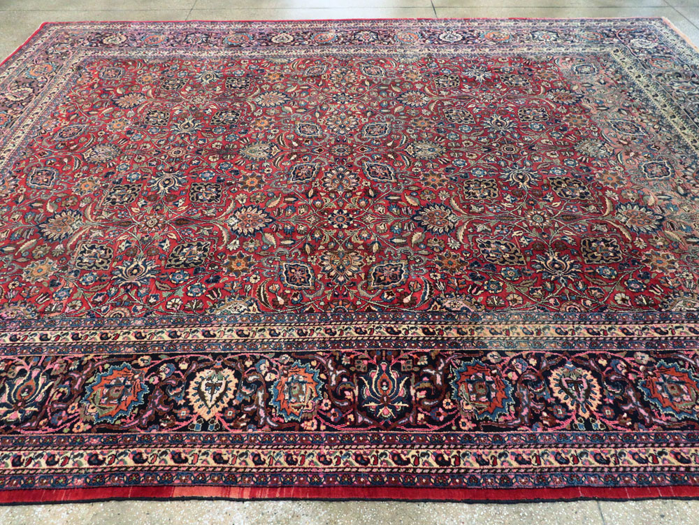 Vintage Persian Mashad Carpet, No.24277 - Staging